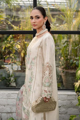 3 Piece Embroidered Self Jacquard Lawn Suit - Off White | Maria B