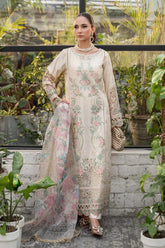 3 Piece Embroidered Self Jacquard Lawn Suit - Off White | Maria B