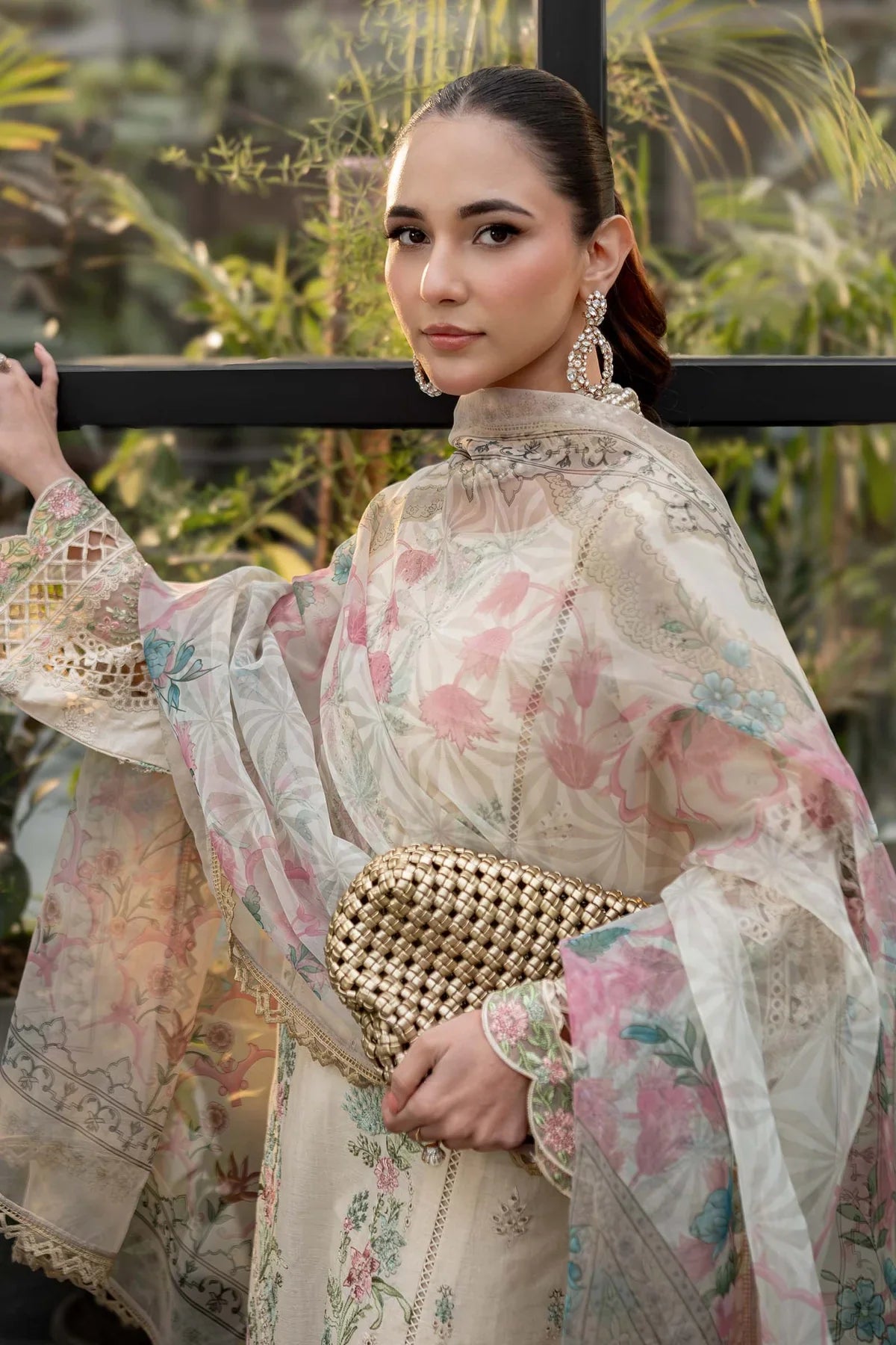 3 Piece Embroidered Self Jacquard Lawn Suit - Off White | Maria B